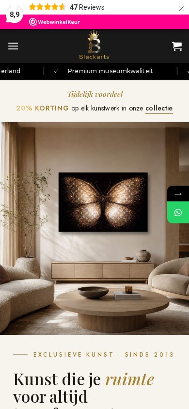 Website Blackarts — mobiel