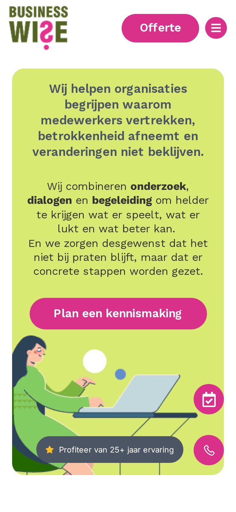 Website Business Wise — mobiel