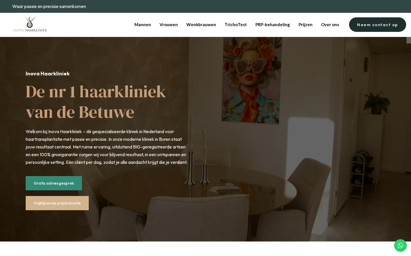Website Inova Haarkliniek — desktop